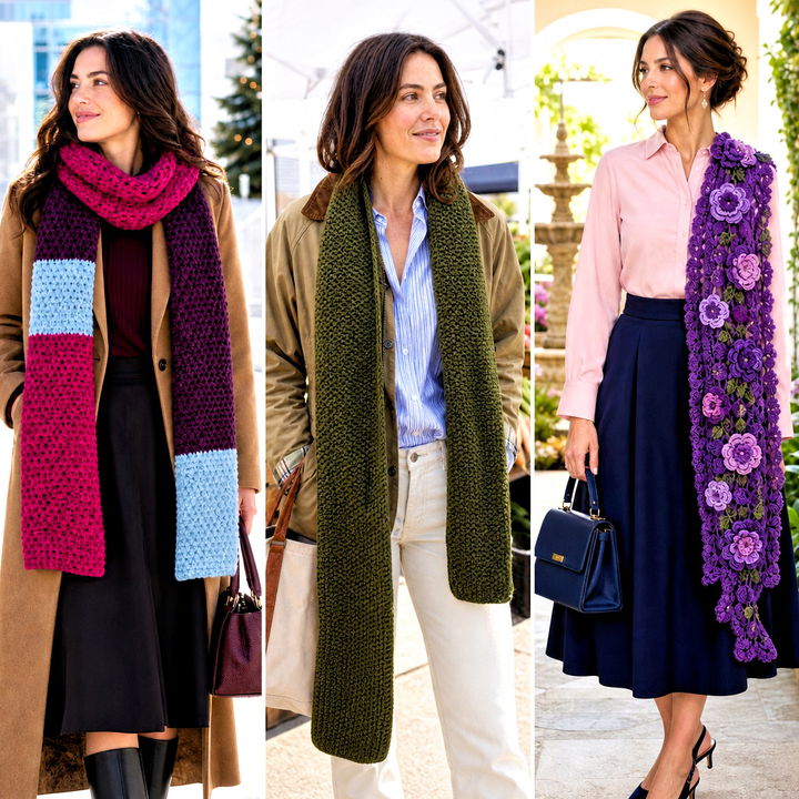 25 Crochet Long Scarf Outfit Ideas for Cozy Layered Style
