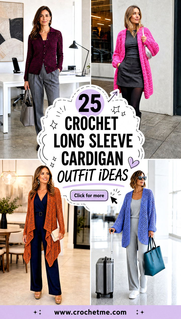 25 Crochet Long Sleeve Cardigan outfit ideas - 25 Crochet Long Sleeve Cardigan outfit ideas