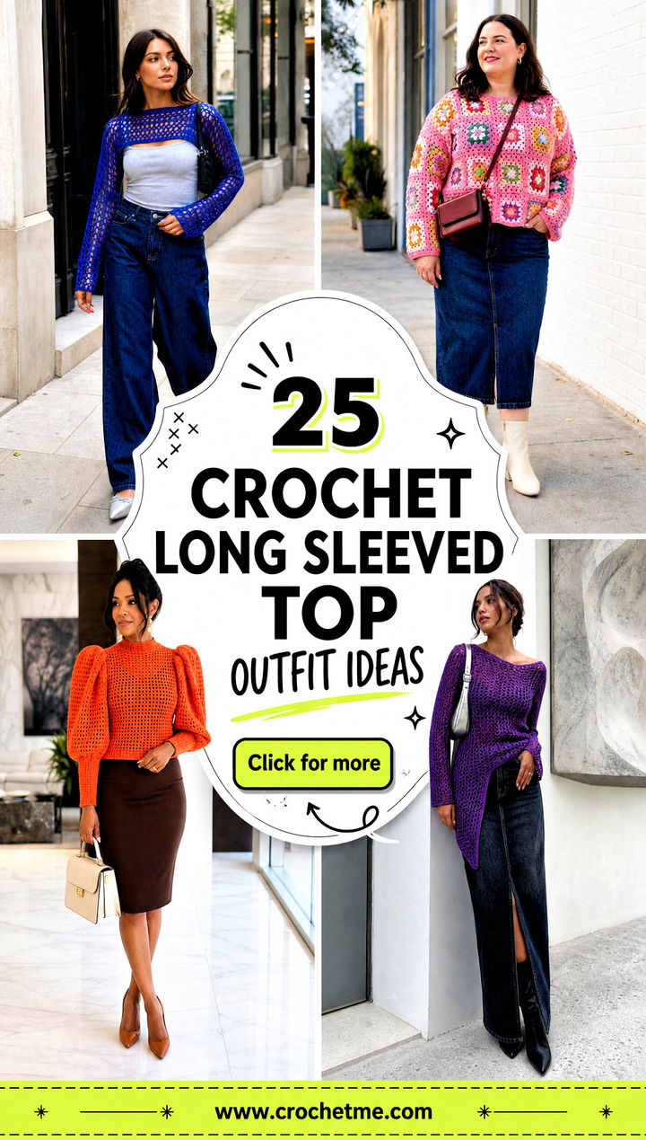 25 Crochet Long Sleeved Top outfit ideas - 25 Crochet Long Sleeved Top outfit ideas