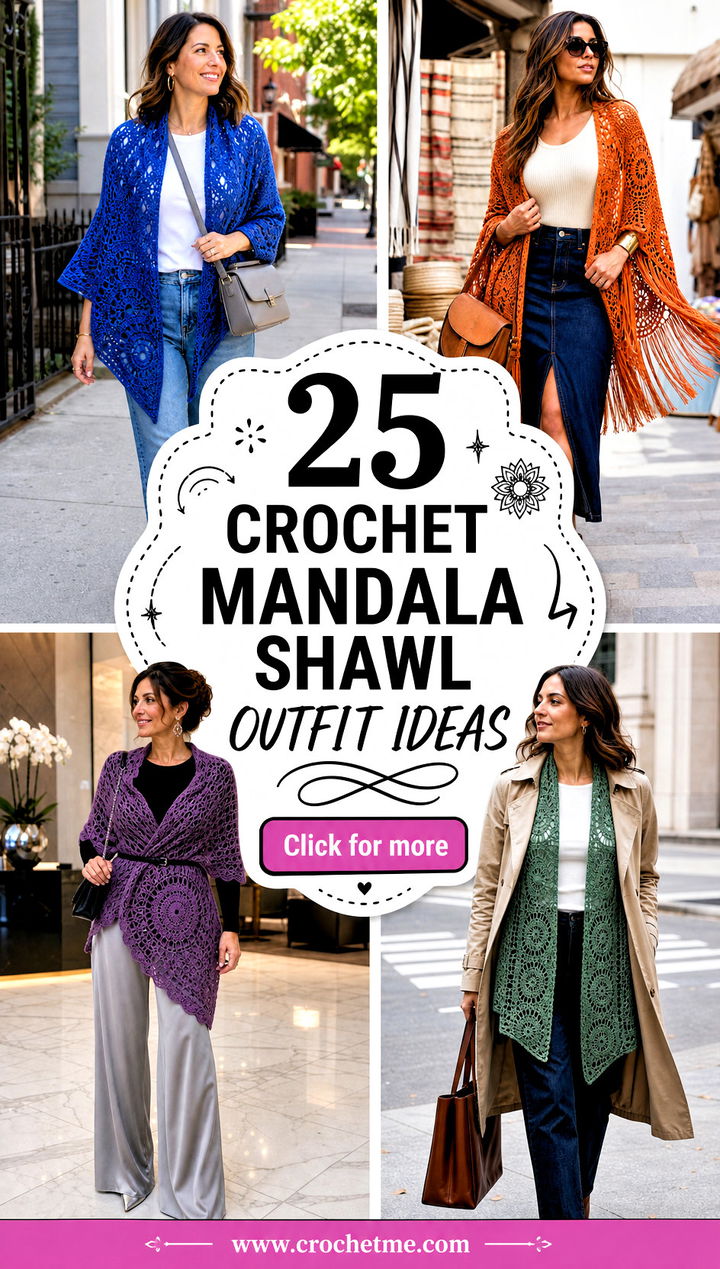 25 Crochet Mandala Shawl outfit ideas - 25 Crochet Mandala Shawl outfit ideas