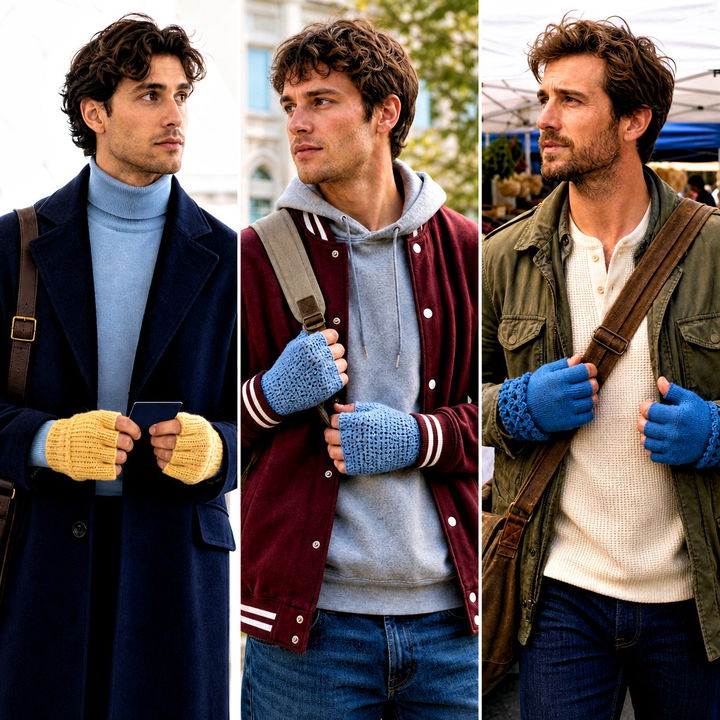 25 Crochet Men’s Fingerless Gloves Outfit Ideas for Winter