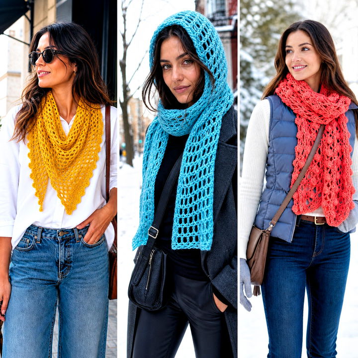 25 Crochet Mesh Scarf Outfit Ideas for Creative Layering