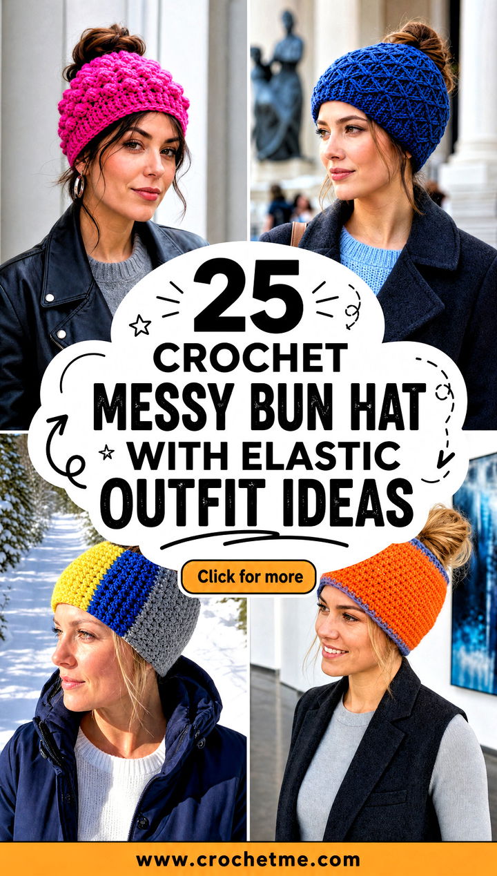 25 Crochet Messy Bun Hat With Elastic outfit ideas - 25 Crochet Messy Bun Hat With Elastic outfit ideas