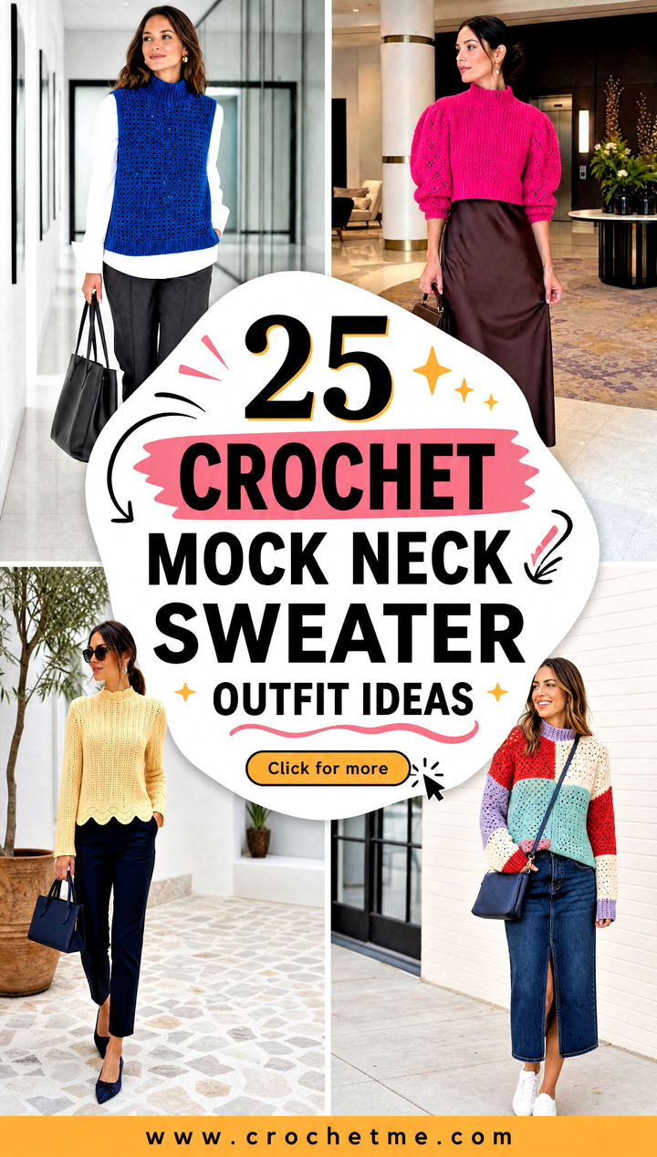 25 Crochet Mock Neck Sweater outfit ideas - 25 Crochet Mock Neck Sweater outfit ideas