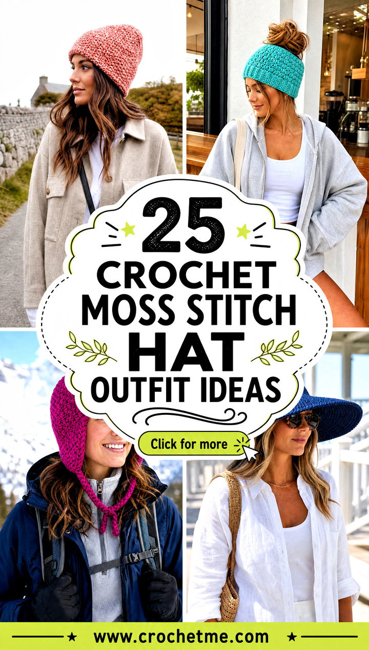 25 Crochet Moss Stitch Hat outfit ideas - 25 Crochet Moss Stitch Hat outfit ideas