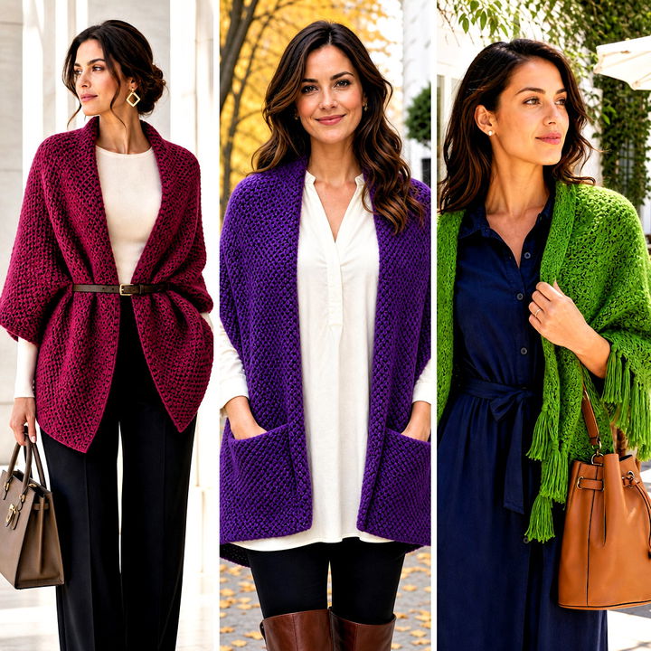 25 Crochet Moss Stitch Shawl Outfit Ideas for Elegant Layers