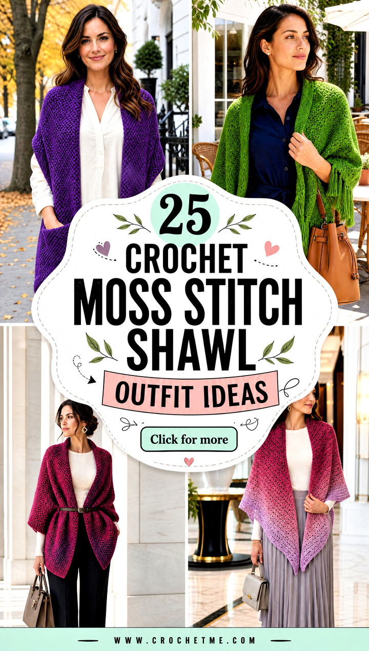 25 Crochet Moss Stitch Shawl outfit ideas - 25 Crochet Moss Stitch Shawl outfit ideas