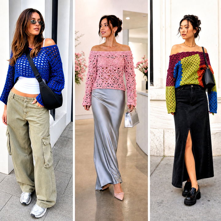 25 Crochet Over The Shoulder Sweater Outfit Ideas for Fall Style