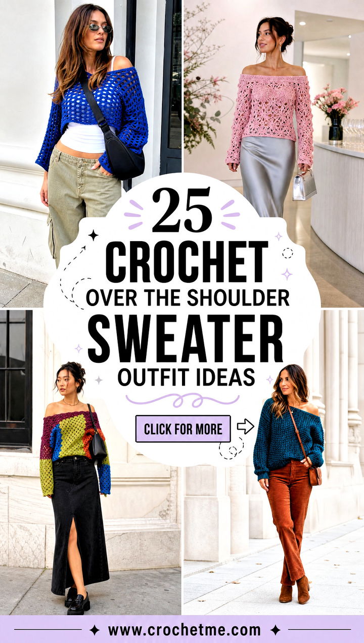 25 Crochet Over The Shoulder Sweater outfit ideas - 25 Crochet Over The Shoulder Sweater outfit ideas