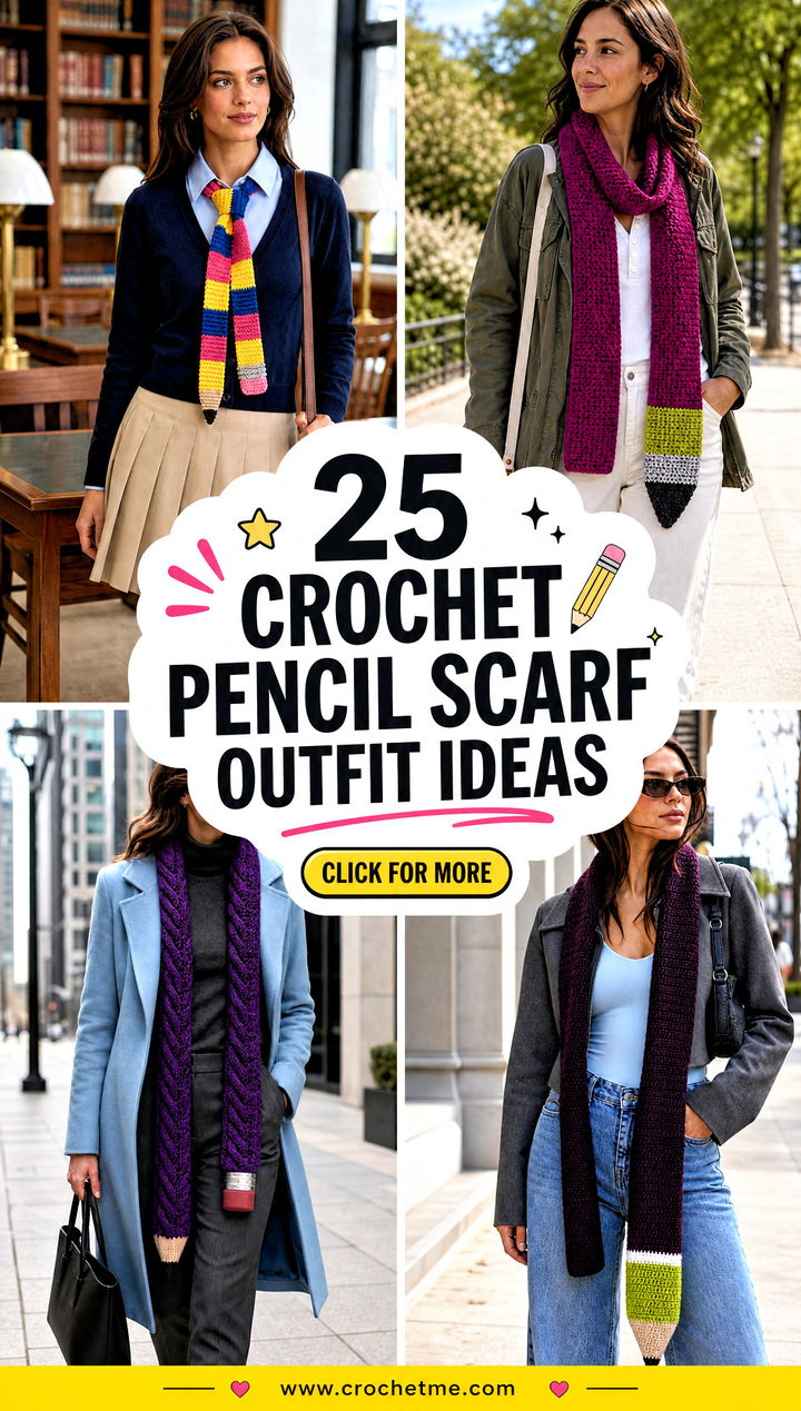 25 Crochet Pencil Scarf outfit ideas - 25 Crochet Pencil Scarf outfit ideas