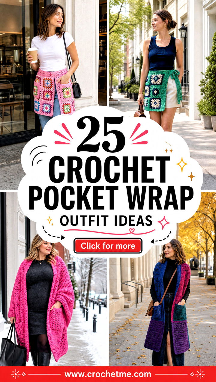 25 Crochet Pocket Wrap outfit ideas - 25 Crochet Pocket Wrap outfit ideas