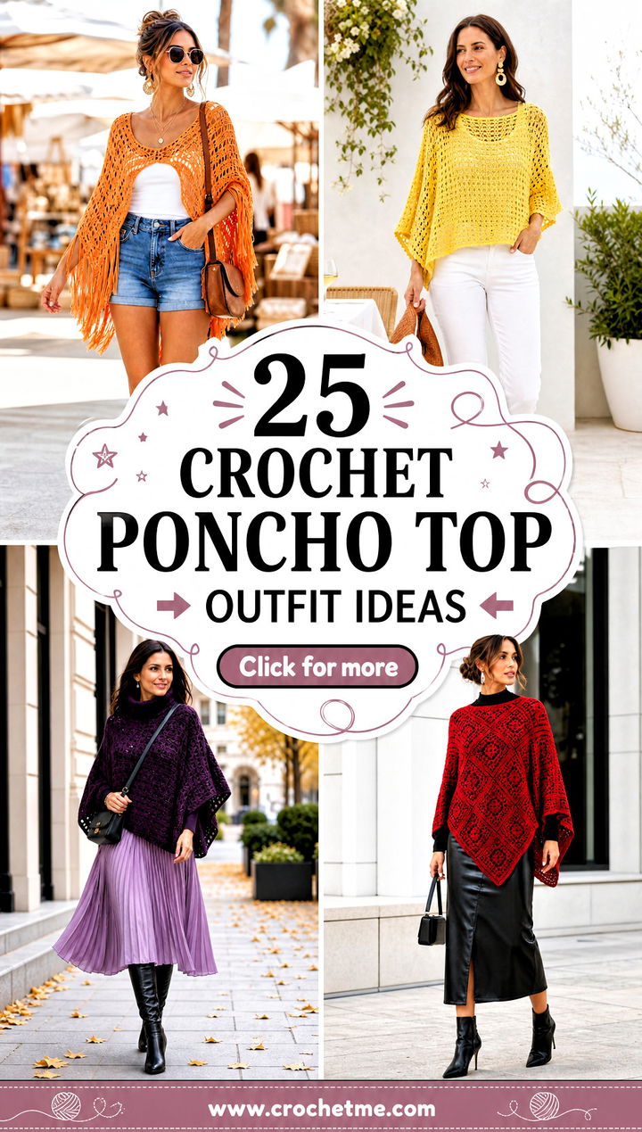 25 Crochet Poncho Top outfit ideas - 25 Crochet Poncho Top outfit ideas