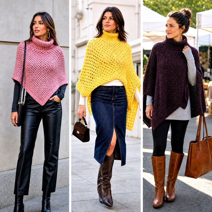 25 Crochet Poncho With Collar Outfit Ideas for Cozy Style