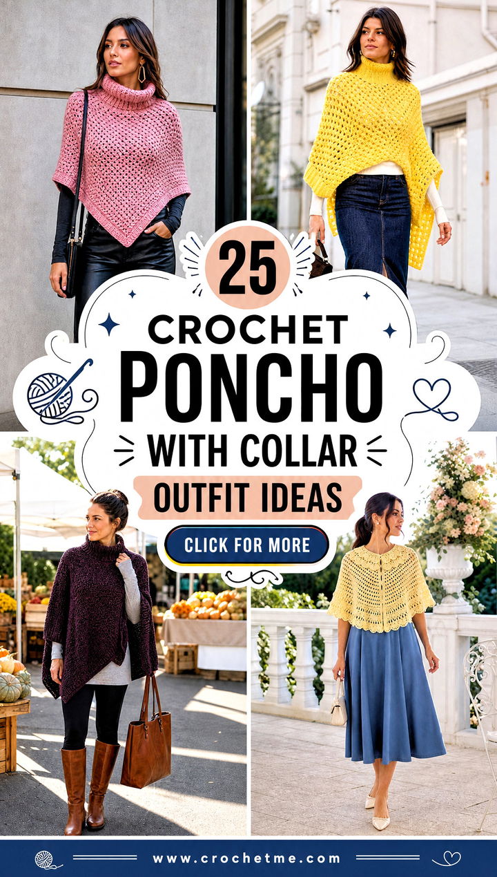 25 Crochet Poncho With Collar outfit ideas - 25 Crochet Poncho With Collar outfit ideas