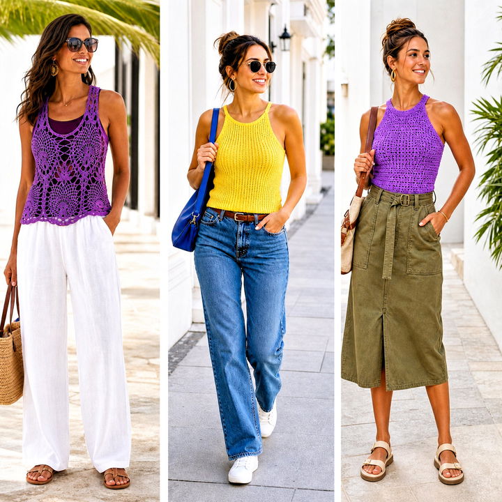 25 Crochet Racerback Tank Tops Outfit Ideas for Summer Style
