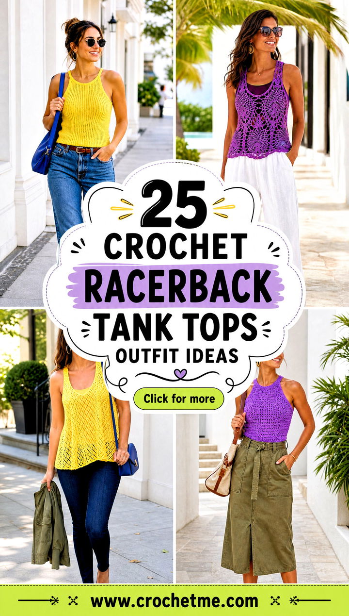 25 Crochet Racerback Tank Tops outfit ideas - 25 Crochet Racerback Tank Tops outfit ideas