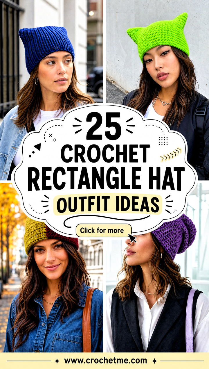 25 Crochet Rectangle Hat outfit ideas - 25 Crochet Rectangle Hat outfit ideas
