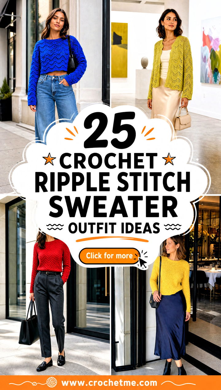 25 Crochet Ripple Stitch Sweater outfit ideas - 25 Crochet Ripple Stitch Sweater outfit ideas