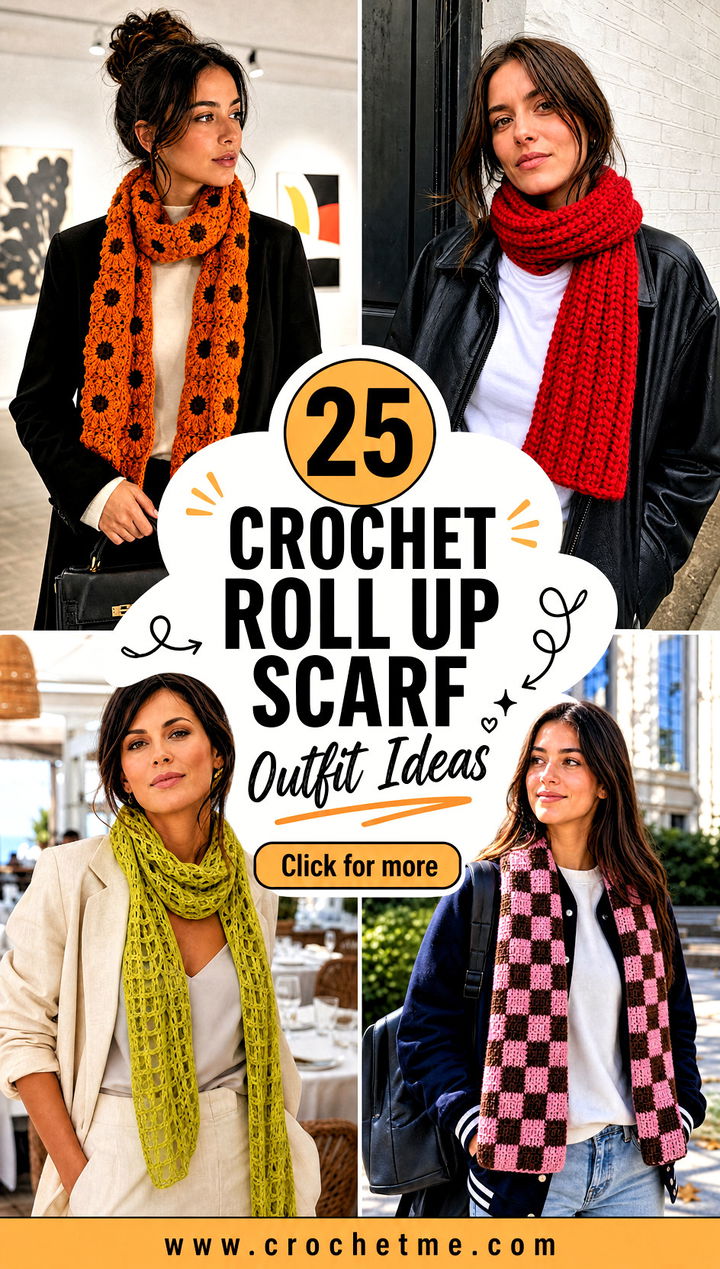 25 Crochet Roll Up Scarf outfit ideas - 25 Crochet Roll Up Scarf outfit ideas