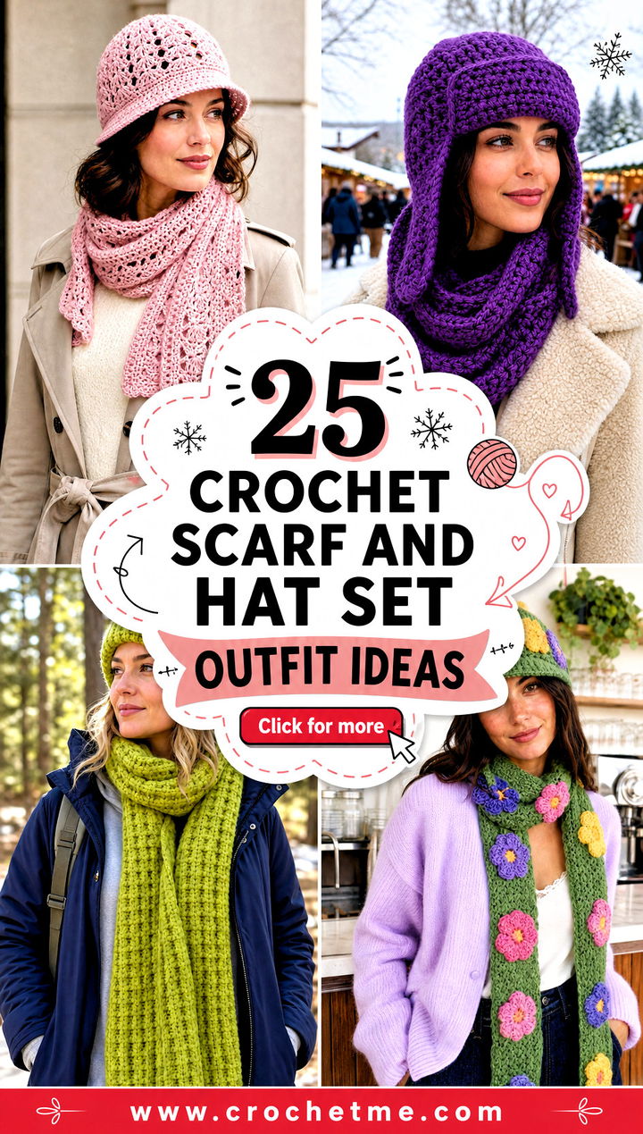 25 Crochet Scarf And Hat Set outfit ideas - 25 Crochet Scarf And Hat Set outfit ideas