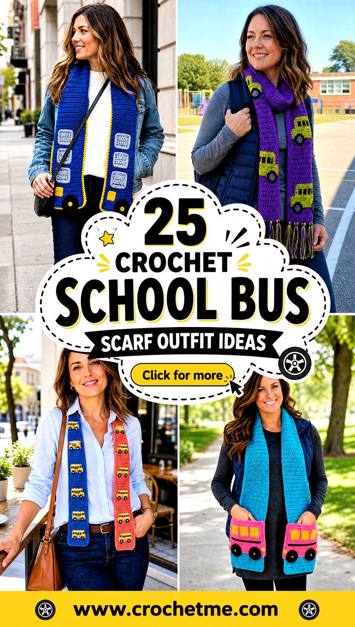 25 Crochet School Bus Scarf outfit ideas - 25 Crochet School Bus Scarf outfit ideas
