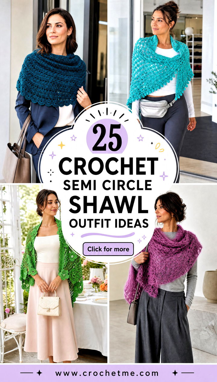 25 Crochet Semi Circle Shawl outfit ideas - 25 Crochet Semi Circle Shawl outfit ideas