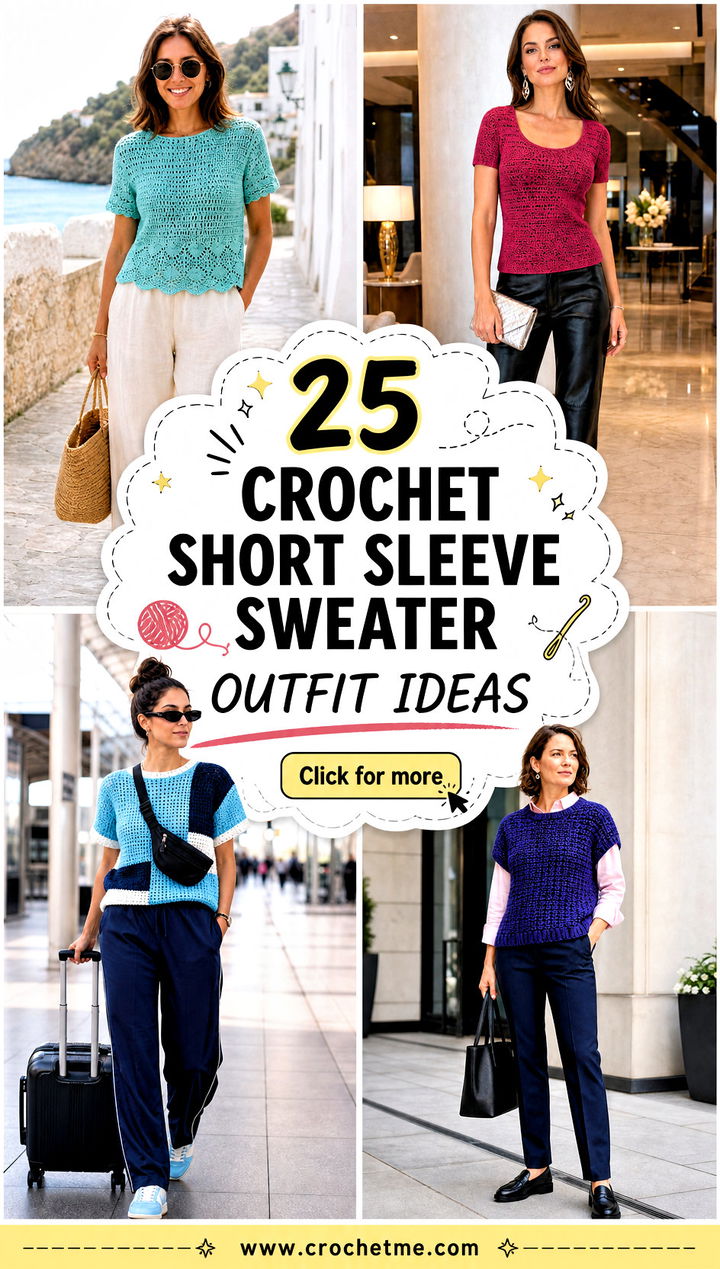 25 Crochet Short Sleeve Sweater outfit ideas - 25 Crochet Short Sleeve Sweater outfit ideas