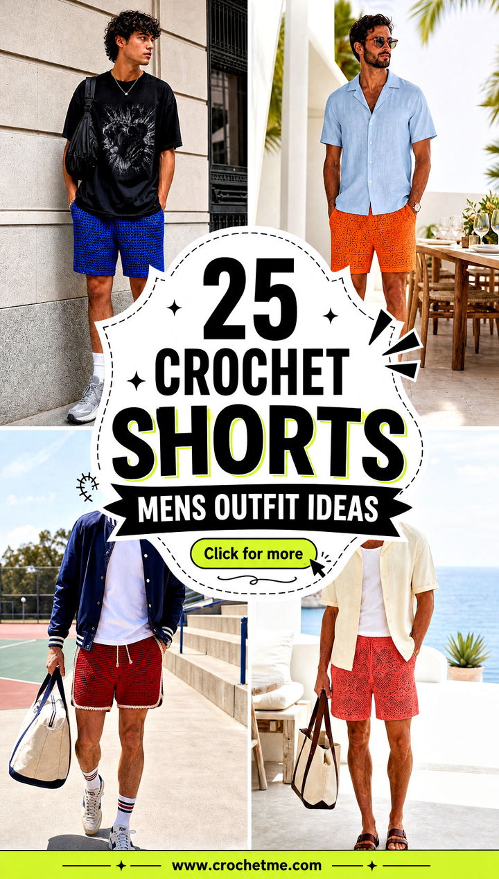 25 Crochet Shorts Mens outfit ideas - 25 Crochet Shorts Mens outfit ideas