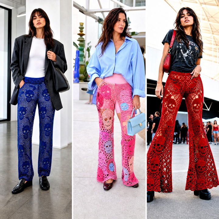 25 Crochet Skull Pants Outfit Ideas for Bold Festival Style