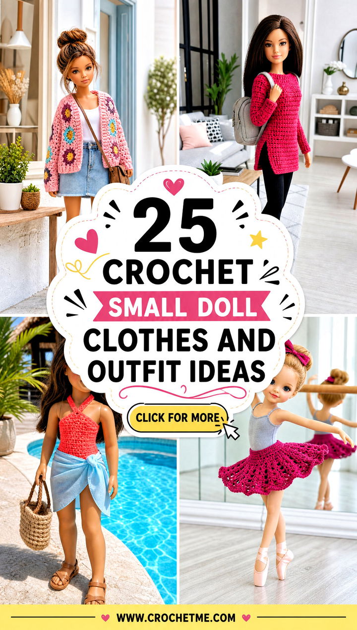 25 Crochet Small Doll Clothes and outfit ideas - 25 Crochet Small Doll Clothes and outfit ideas