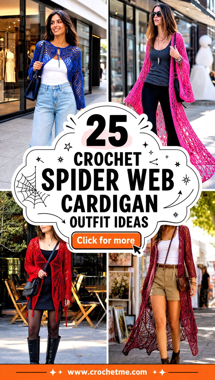 25 Crochet Spider Web Cardigan outfit ideas - 25 Crochet Spider Web Cardigan outfit ideas
