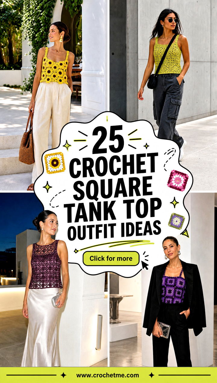 25 Crochet Square Tank Top outfit ideas - 25 Crochet Square Tank Top outfit ideas