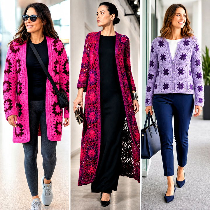 25 Crochet Star Granny Square Cardigan Outfit Ideas to Try