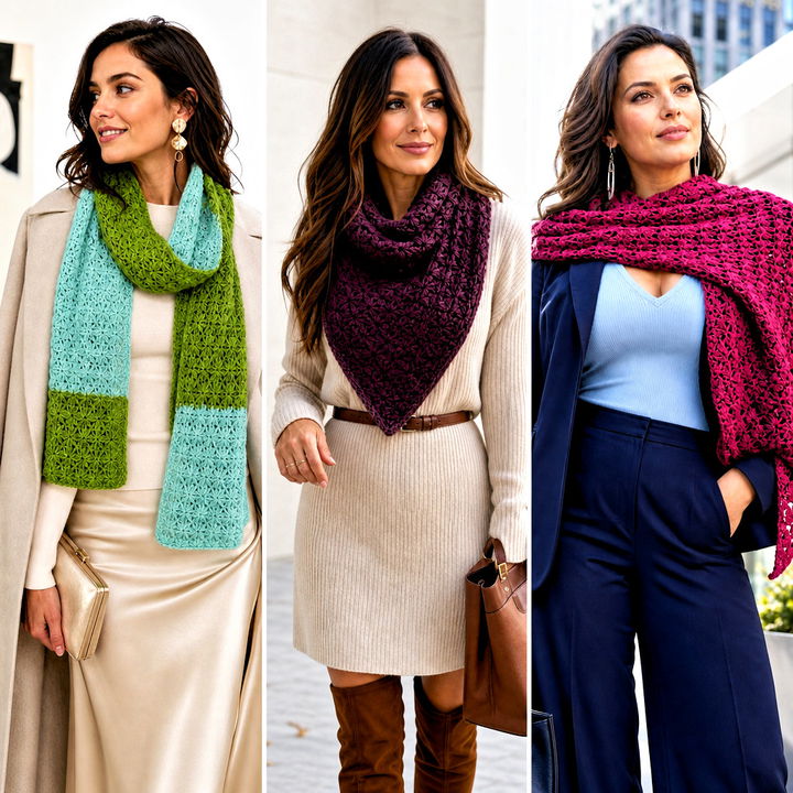 25 Crochet Star Stitch Scarf Outfit Ideas for Winter