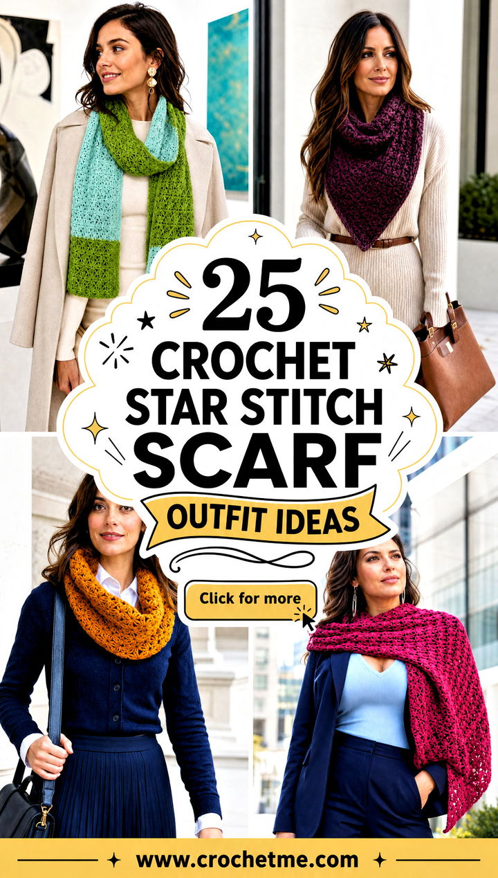 25 Crochet Star Stitch Scarf outfit ideas - 25 Crochet Star Stitch Scarf outfit ideas