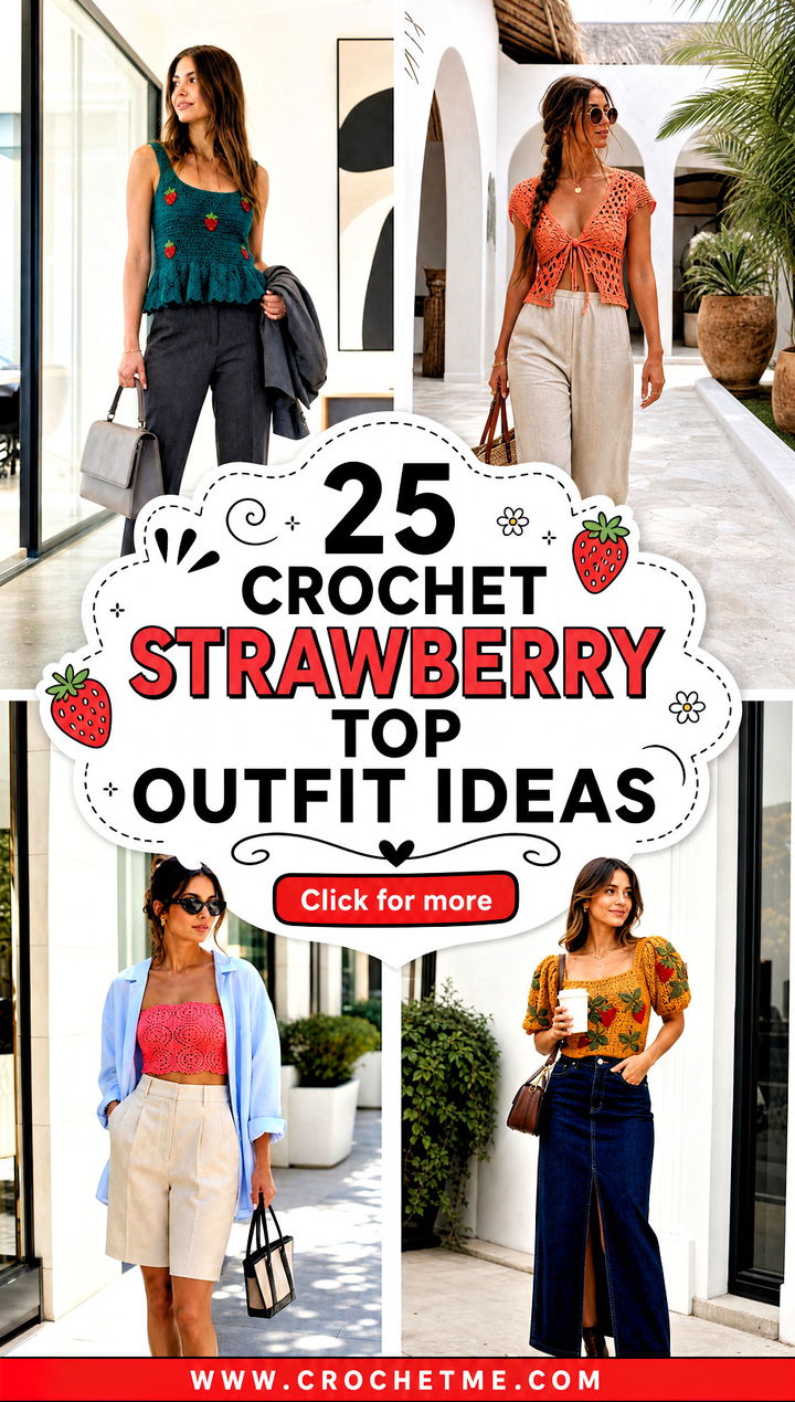 25 Crochet Strawberry Top outfit ideas - 25 Crochet Strawberry Top outfit ideas
