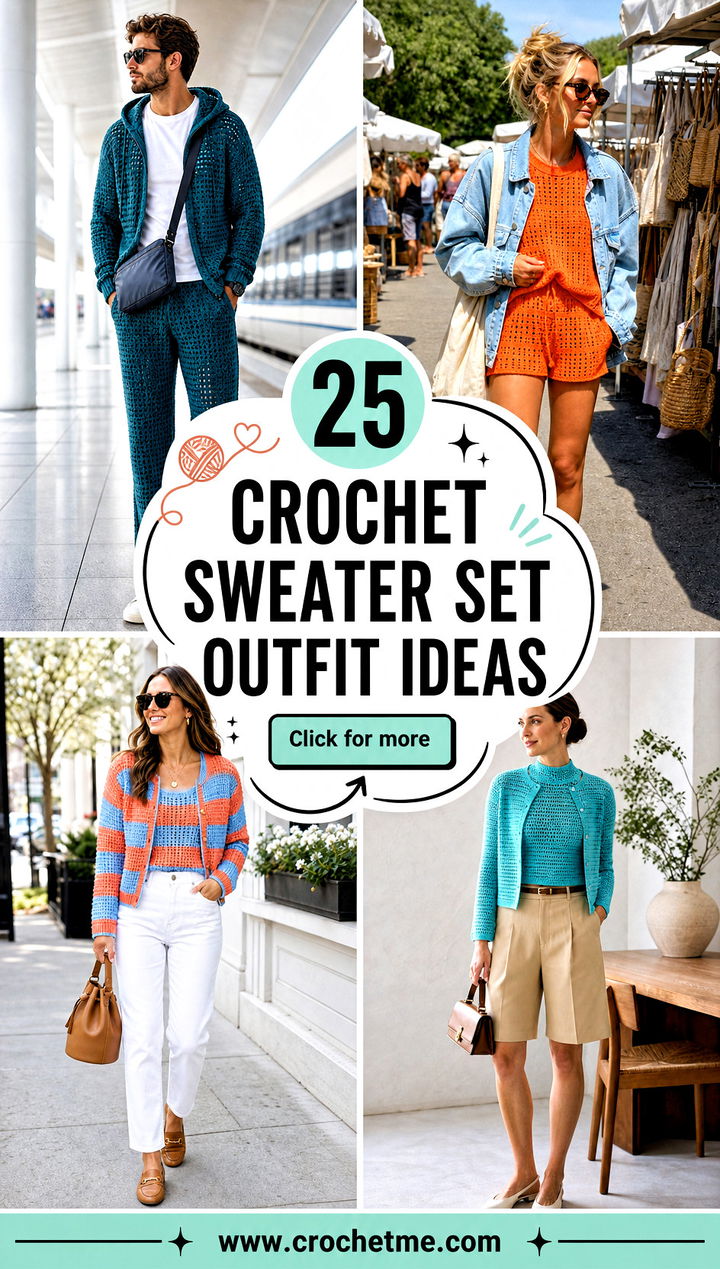 25 Crochet Sweater Set outfit ideas - 25 Crochet Sweater Set outfit ideas
