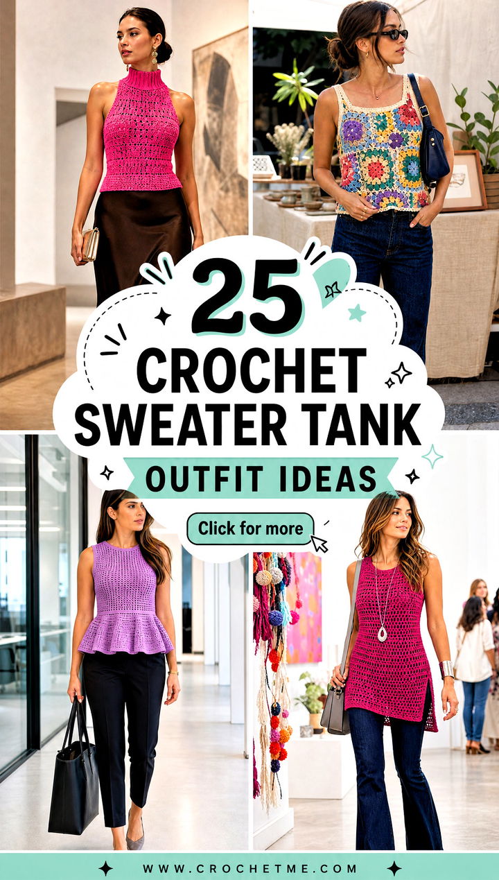 25 Crochet Sweater Tank outfit ideas - 25 Crochet Sweater Tank outfit ideas
