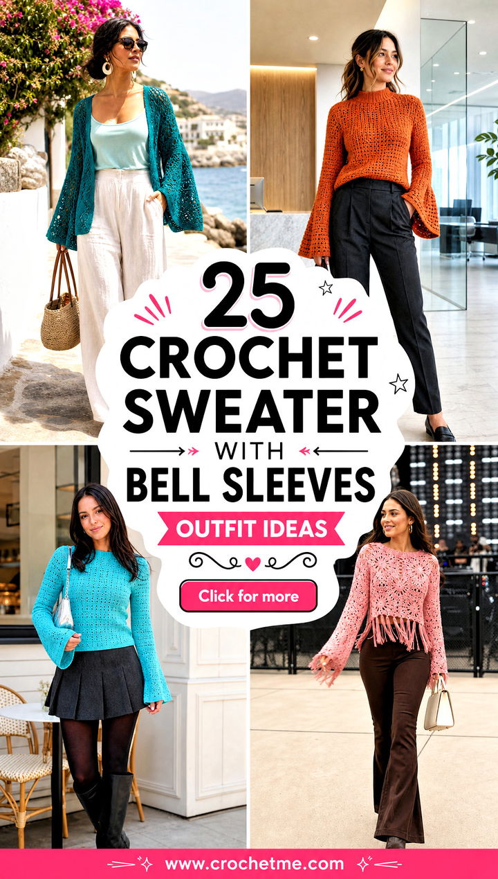 25 Crochet Sweater With Bell Sleeves outfit ideas - 25 Crochet Sweater With Bell Sleeves outfit ideas