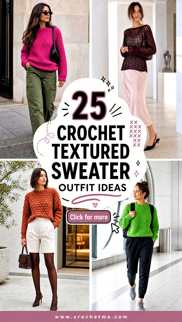 25 Crochet Textured Sweater outfit ideas - 25 Crochet Textured Sweater outfit ideas