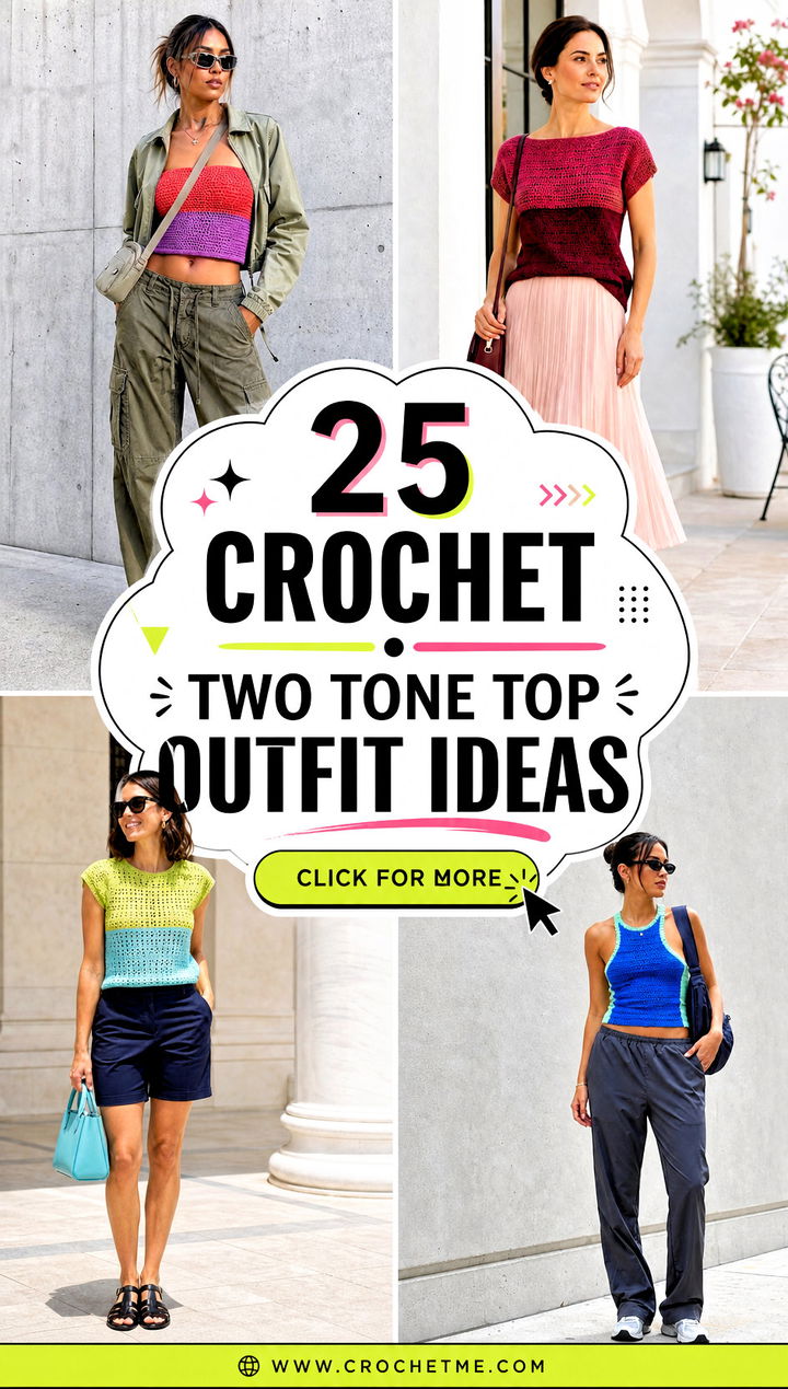 25 Crochet Two Tone Top outfit ideas - 25 Crochet Two Tone Top outfit ideas