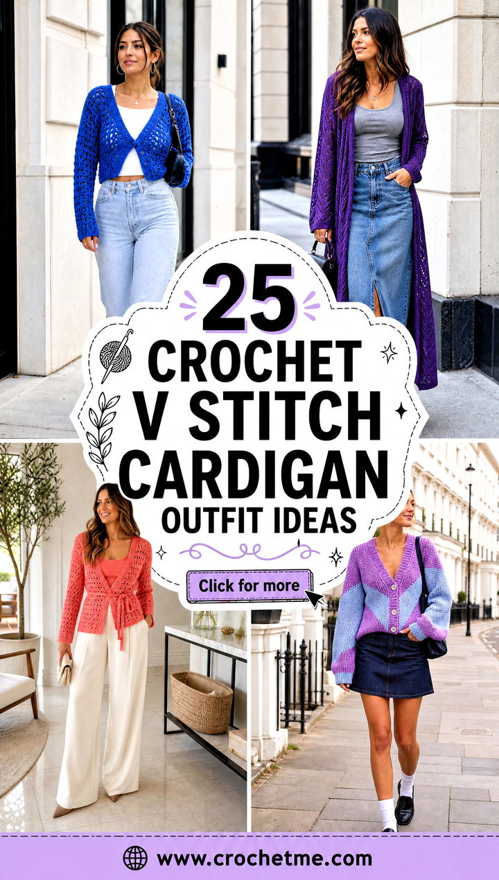 25 Crochet V Stitch Cardigan outfit ideas - 25 Crochet V Stitch Cardigan outfit ideas