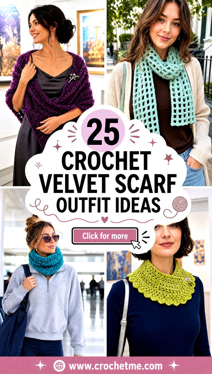 25 Crochet Velvet Scarf outfit ideas - 25 Crochet Velvet Scarf outfit ideas