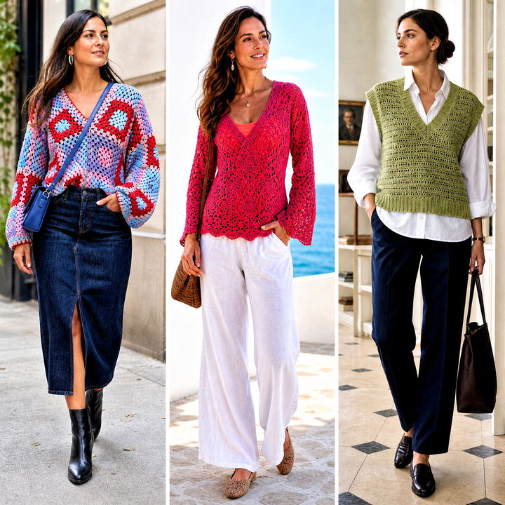 25 Crochet Vneck Sweater Outfit Ideas for Chic Layering
