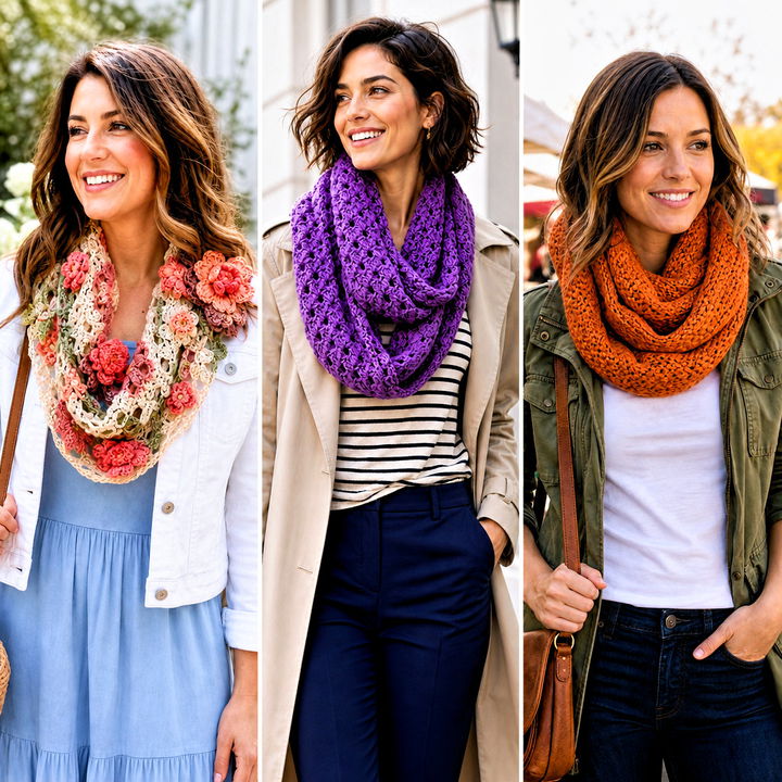 25 Crocheted Infinity Scarf Outfit Ideas for Cozy Fall Days