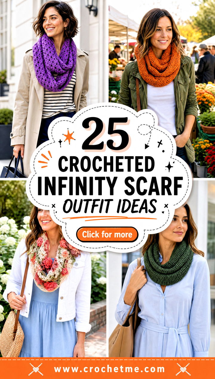 25 Crocheted Infinity Scarf outfit ideas - 25 Crocheted Infinity Scarf outfit ideas