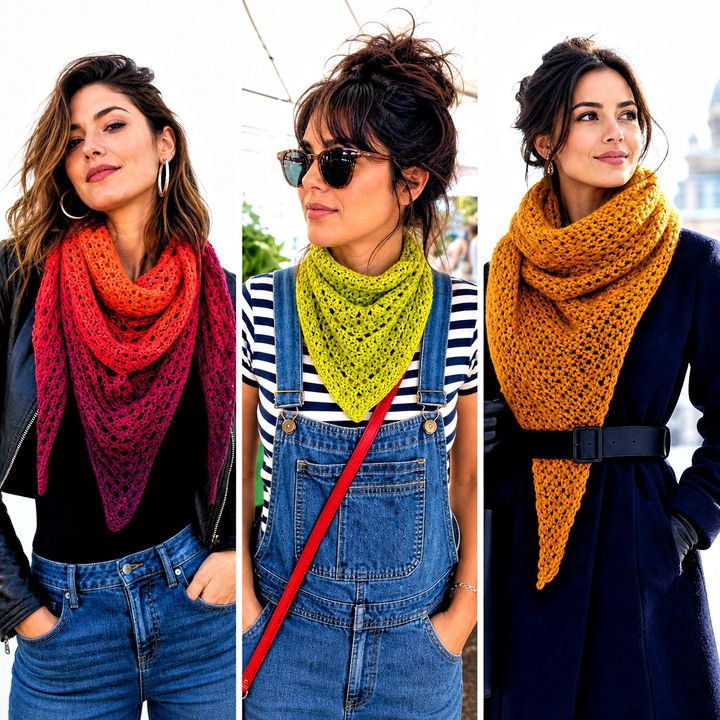 25 Crocheted Triangle Scarf Outfit Ideas for Cozy Chic Style