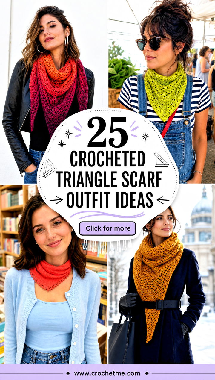 25 Crocheted Triangle Scarf outfit ideas - 25 Crocheted Triangle Scarf outfit ideas