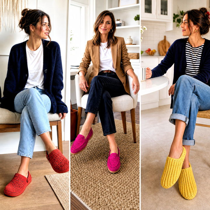 25 Cute Crochet Slippers Outfit Ideas for Cozy Days at Home