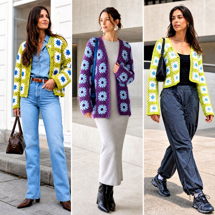 25 Daisy Granny Square Cardigan Outfit Ideas for Cozy Style